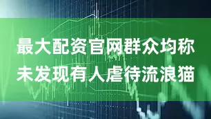 最大配资官网群众均称未发现有人虐待流浪猫
